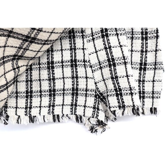 Pink & Flare Plaid Tweed Overall Frayed Edges w/ Shorts V-Neckline Women's Small - Picture 4 of 11